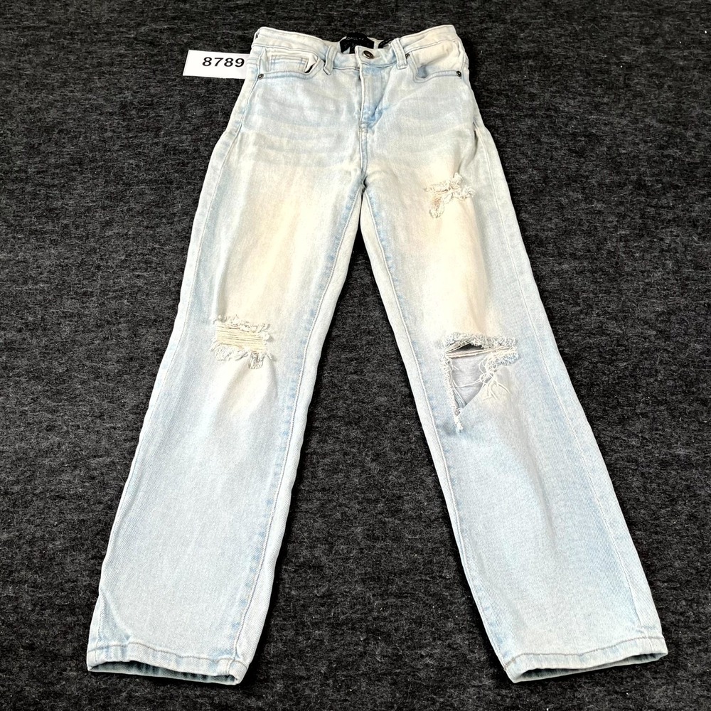 Kendall And Kylie Jeans Womens 1/25 Blue Light Wash Cotton‎ Stretch Distressed